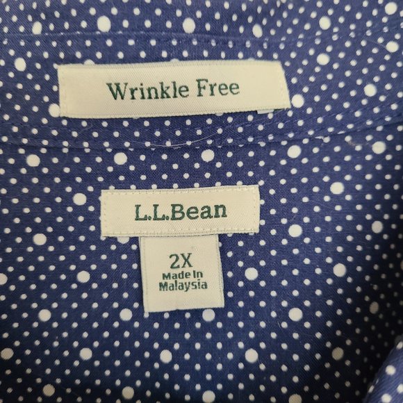 L.L.Bean Women’s Blue Polka Dot Collared Wrinkle Free Button Down Shirt 2X - Picture 4 of 7